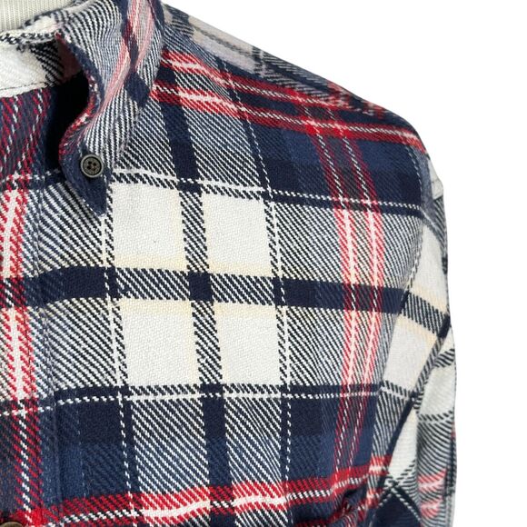 Orvis Flannel Work Shirt Men’s Large Heavy Thick Button Down Red Blue Plaid - Picture 3 of 9